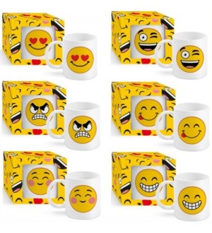 Σετ 6 Κούπες Πορσελάνη - Σχέδια Funny Emotes