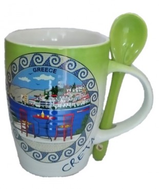 Κούπα Κωνική Αερογράφος Α'  με Κουτάλι Κρήτη  Νησιώτικη