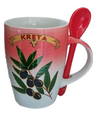Κούπα Κωνική Αερογράφος Α'  με Κουτάλι Κρήτη  Ελιά