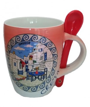 Κούπα Κωνική Αερογράφος Β'  με Κουτάλι Κρήτη  Νησιώτικη