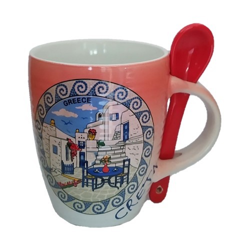 Κούπα Κωνική Αερογράφος Β'  με Κουτάλι Κρήτη  Νησιώτικη