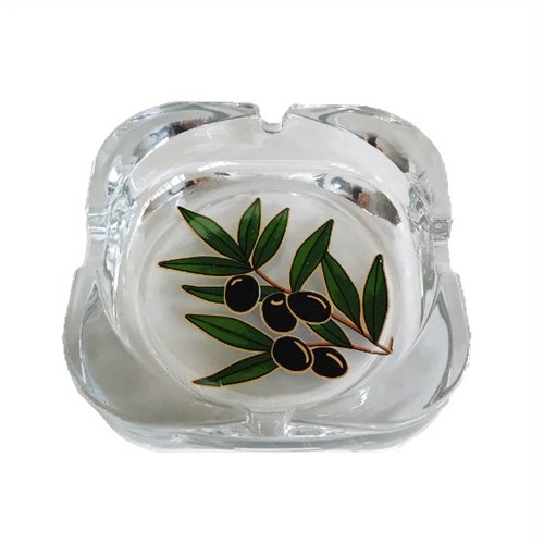 Τασάκι Γυάλινο Τετράγωνο Ελιά