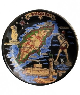 Μαγνήτης Πιατάκι Μαύρο Ρόδος