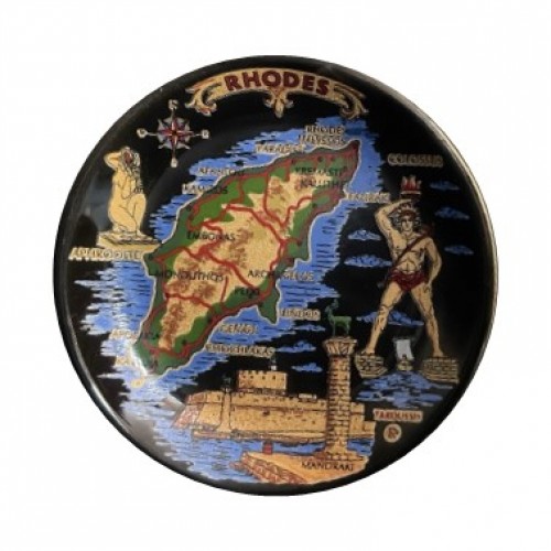 Μαγνήτης Πιατάκι Μαύρο Ρόδος