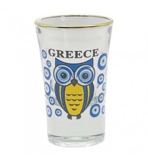 Σφηνάκι Κολωνάτο Γυαλί Χρυσό Μάτια-Κουκουβάγια GREECE