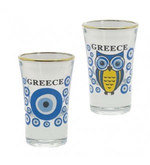 Σφηνάκι Κολωνάτο Γυαλί Χρυσό Μάτια-Κουκουβάγια GREECE