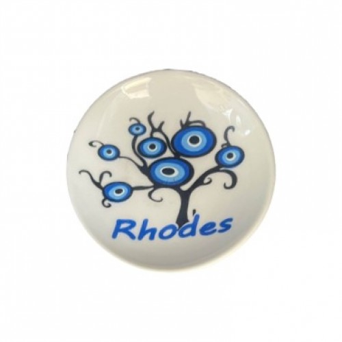 Μαγνήτης Πιατάκι Λευκό Μάτια Ρόδος