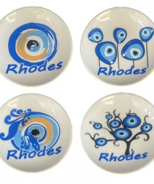 Μαγνήτης Πιατάκι Λευκό Μάτια Ρόδος