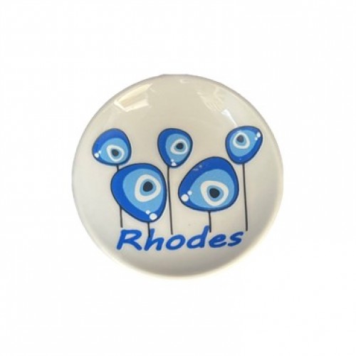 Μαγνήτης Πιατάκι Λευκό Μάτια Ρόδος