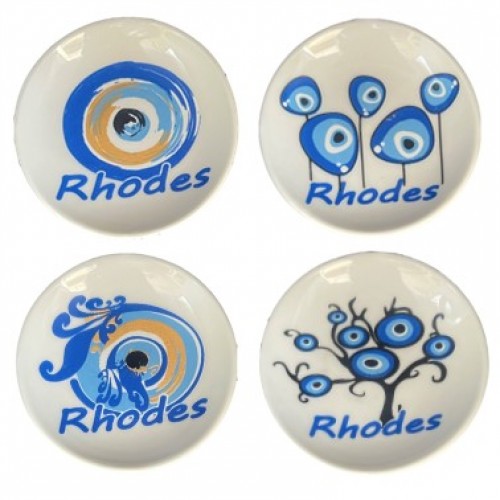 Μαγνήτης Πιατάκι Λευκό Μάτια Ρόδος